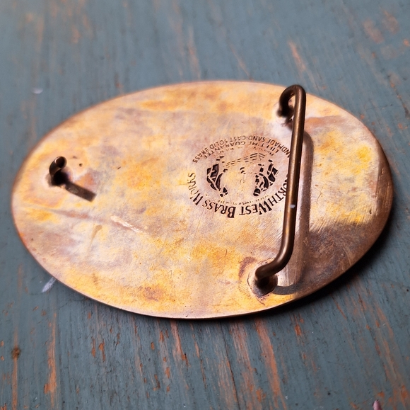 Brass Belt Buckle Mens Vintage Handmade Hand Cast Forged Metal Calvary Gifts Him - Picture 4 of 10